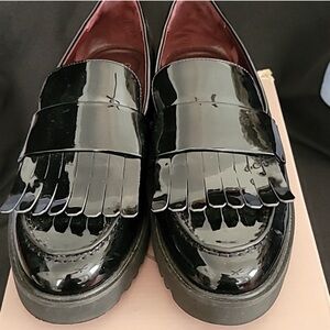 Franco Sarto SARTO A-Calista Patent Lug Sole Loafers Black Size 9